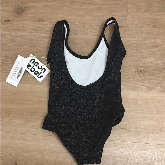 Black Swimsuit with Neon Rainbow Design - Picture 2 of 3